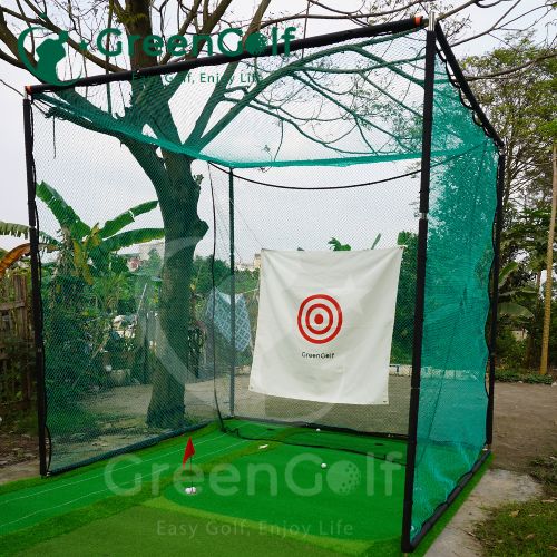 Combo Khung Tập Golf KT 3x3x3m + Thảm Tập Golf 3x5m Ba Chức Năng Swing, Put, Chip Mẫu 3 Khoang