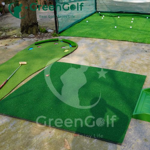 Combo Khung Tập Golf 3x3x3 + Thảm Swing  Golf 3D 1.5x1.5 +  Thảm Put Bàn Chân + Khay Nhựa - CBKL12