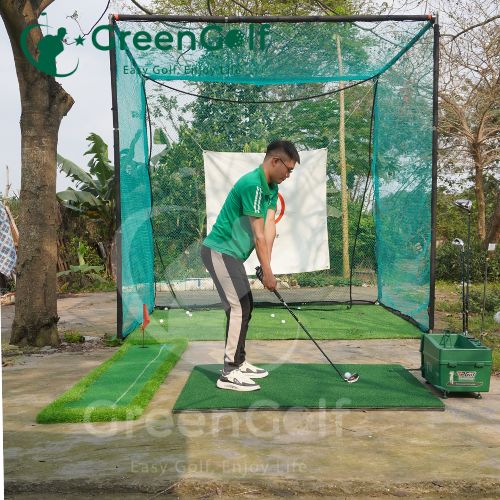 Combo Khung Tập Golf 3x3x3 + Thảm Swing  3D 1.5x1.5 + Thảm Put 0.75m x 3m +  Máy nhả  bóng + Thảm Cỏ Nhân Tạo 3m x 3m - CBKL14.5