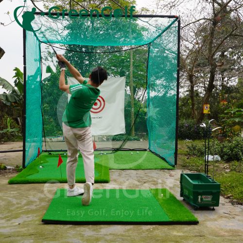 Combo Khung Tập Golf 3x3x3 + Thảm Swing 1,2x1,2m +  Thảm Put 1,5 x 3m + Máy Bóng  - CBKL11.5