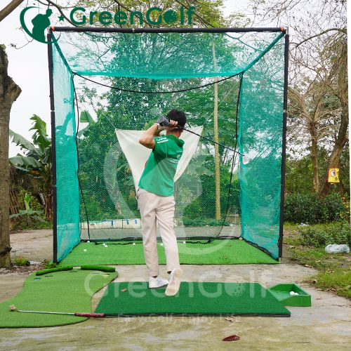 Combo Khung Tập Golf 3x3x3 + Thảm Swing  Golf 3D 1.5x1.5 +  Thảm Put Bàn Chân + Khay Nhựa - CBKL12