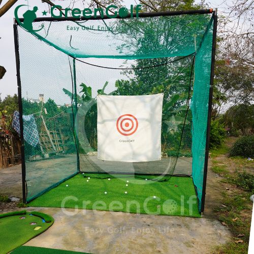 Combo Khung Tập Golf 3x3x3 + Thảm Swing  Golf 3D 1.5x1.5 +  Thảm Put Bàn Chân + Khay Nhựa - CBKL12