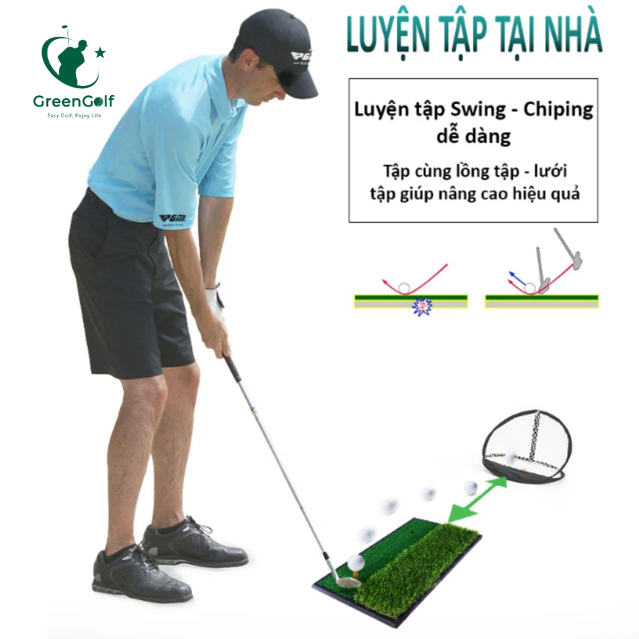 THẢM TẬP SWING GOLF - PGM DOUBLE GRASS MINI HITTING MAT - DJD005