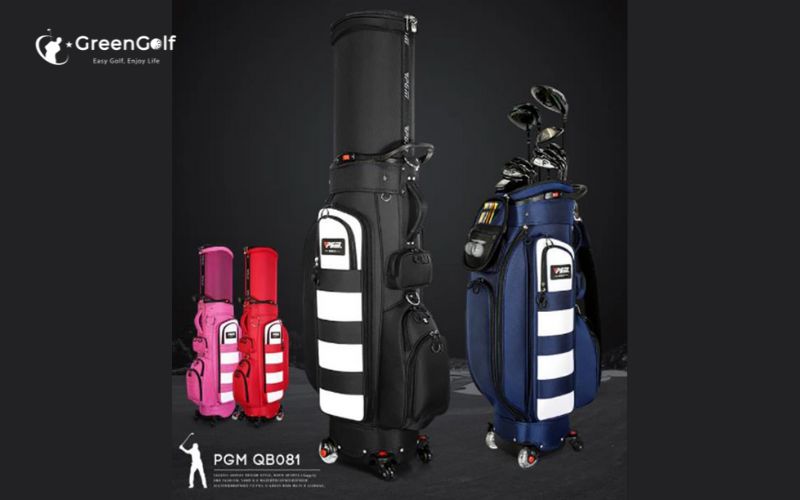 TÚI GẬY GOLF FULLSET NẮP CỨNG 4 BÁNH ĐA NĂNG CAO CẤP - PGM RETRACTABLE GOLF BAG - QB081