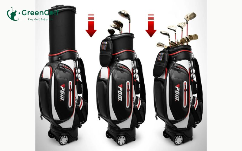 TÚI GẬY GOLF DA PU FULLSET NẮP CỨNG - PGM PU LEATHER RETRACTABLE GOLF BAG - QB054